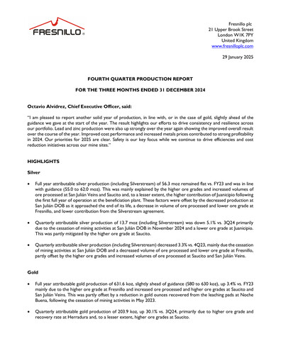 Thumbnail Fresnillo Quarterly Report 2024-q4