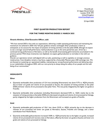 Thumbnail Fresnillo Quarterly Report 2025-q1