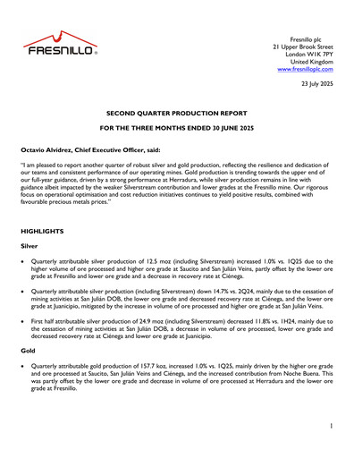 Thumbnail Fresnillo Quarterly Report 2025-q2