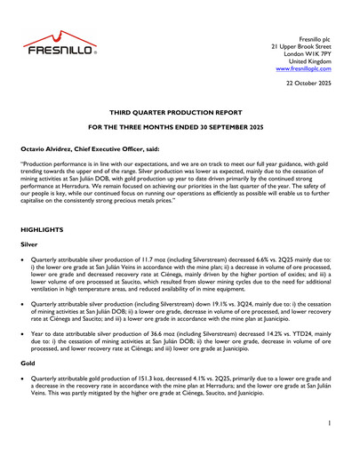 Thumbnail Fresnillo Quarterly Report 2025-q3