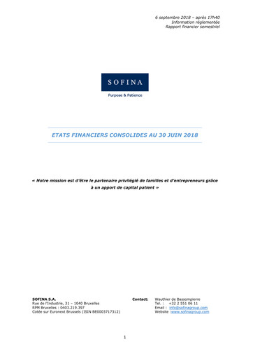 Thumbnail Sofina
 Half-year Report 2018-h1