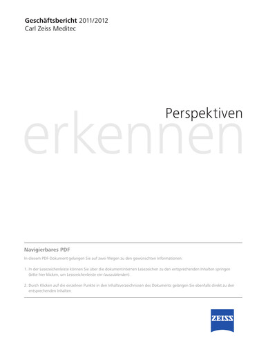 Thumbnail Carl Zeiss Meditec
 Annual Report 2011-2012