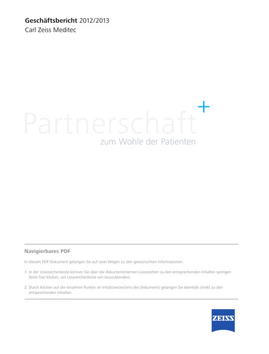 Thumbnail Carl Zeiss Meditec
 Annual Report 2012-2013