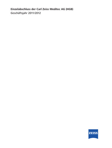 Thumbnail Carl Zeiss Meditec
 Financial Statement 2011-2012