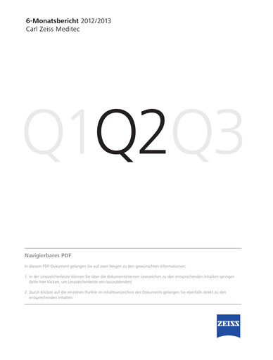 Thumbnail Carl Zeiss Meditec
 Half-year Report 2012-2013
