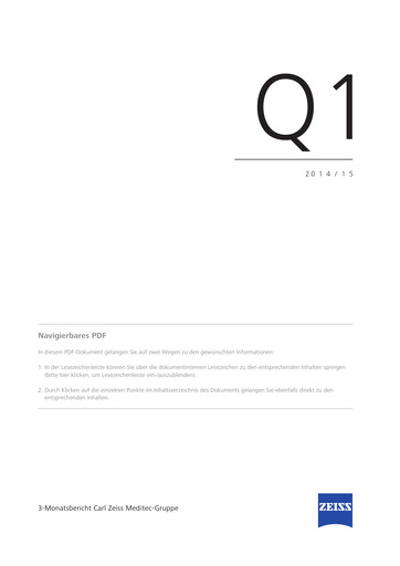 Thumbnail Carl Zeiss Meditec
 Quarterly Report 2014-2015-q1