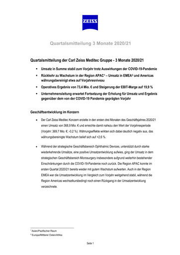 Thumbnail Carl Zeiss Meditec
 Quarterly Report 2020-2021-q1