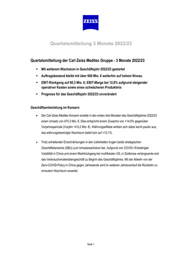 Thumbnail Carl Zeiss Meditec
 Quarterly Report 2022-2023-q1