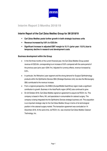 Miniature Carl Zeiss Meditec
 Rapport trimestriel 2018-2019-q1