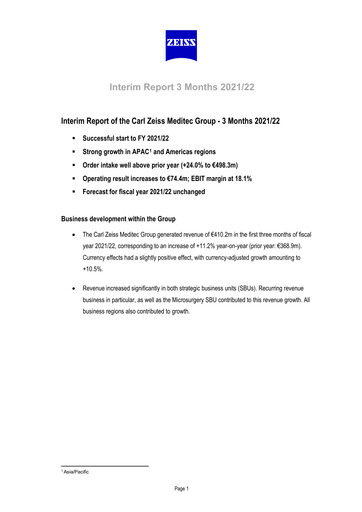Miniature Carl Zeiss Meditec
 Rapport trimestriel 2021-2022-q1