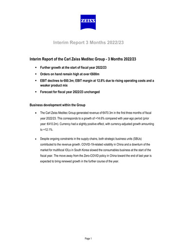 Miniature Carl Zeiss Meditec
 Rapport trimestriel 2022-2023-q1