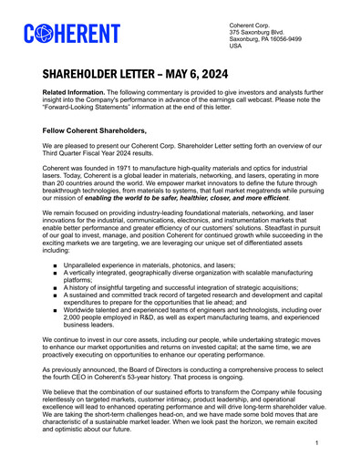 Thumbnail Coherent Corp. Quarterly Report 2024-q3