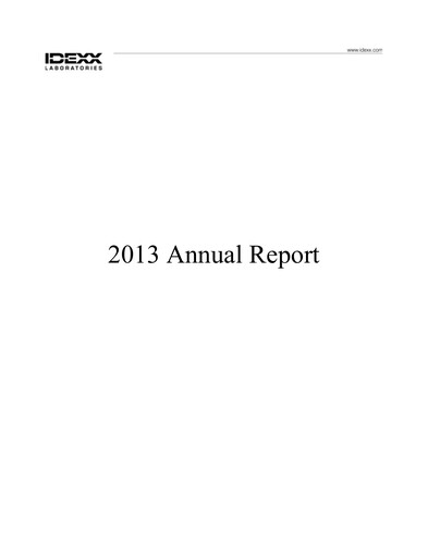 Thumbnail IDEXX Laboratories Annual Report 2013