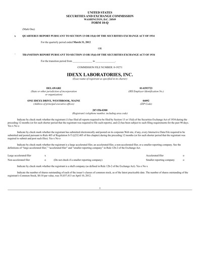 Thumbnail IDEXX Laboratories Quarterly Report 2012-q1