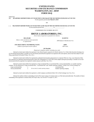 Thumbnail IDEXX Laboratories Quarterly Report 2013-q1