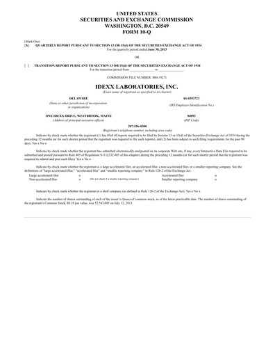 Thumbnail IDEXX Laboratories Quarterly Report 2013-q2
