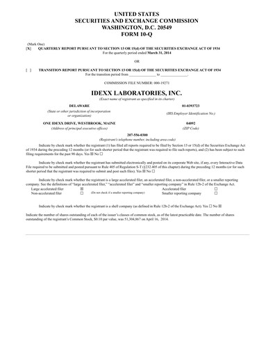 Thumbnail IDEXX Laboratories Quarterly Report 2014-q1