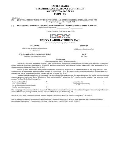 Thumbnail IDEXX Laboratories Quarterly Report 2017-q2