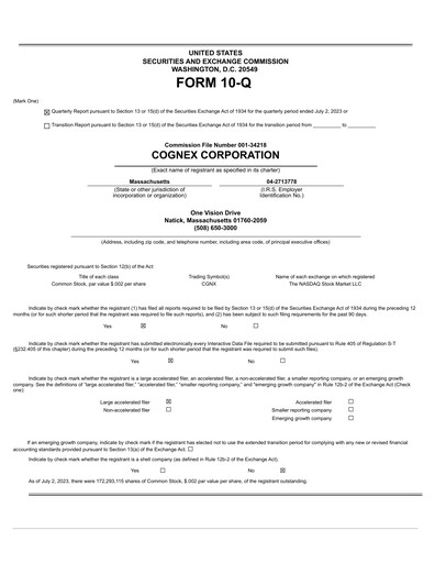 Thumbnail Cognex Quarterly Report 2023-q2