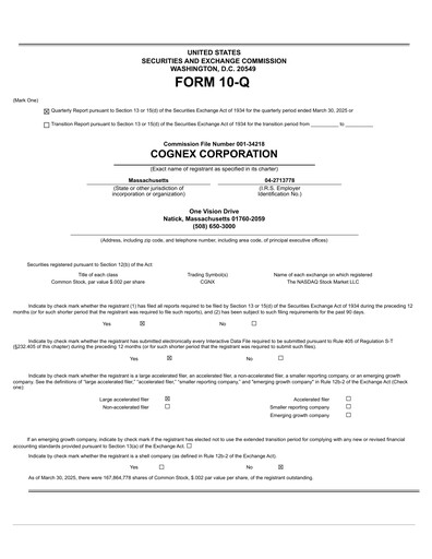 Thumbnail Cognex Quarterly Report 2025-q1