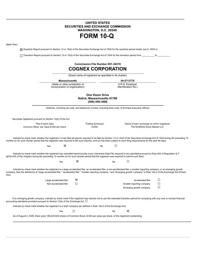 Thumbnail Cognex Quarterly Report 2026-q2