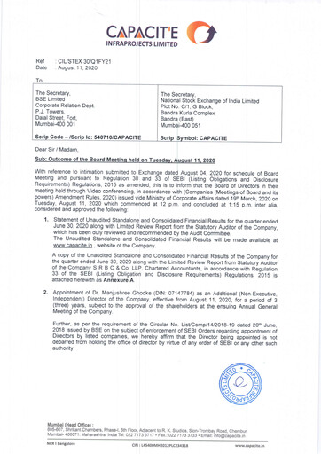 Thumbnail Capacit'e Infraprojects
 Quarterly Report 2020-q1