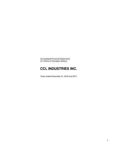 Miniature CCL Industries Bilan financier 2018