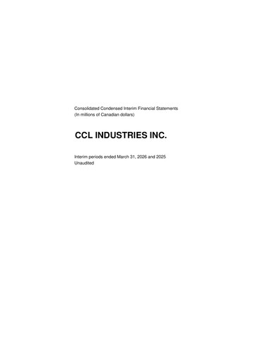 Thumbnail CCL Industries Quarterly Report 2026-q1