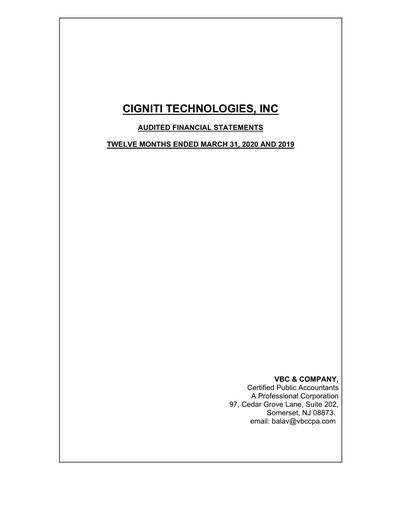 Thumbnail Cigniti Technologies
 Financial Statement 2020