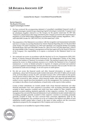 Miniature Cigniti Technologies
 Rapport trimestriel 2017-q1