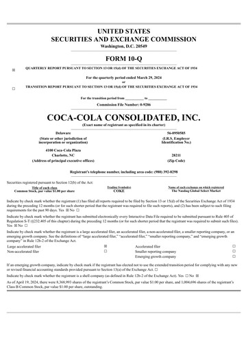 Thumbnail Coca-Cola Consolidated Quarterly Report 2024-q1