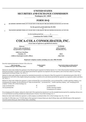 Thumbnail Coca-Cola Consolidated Quarterly Report 2024-q2