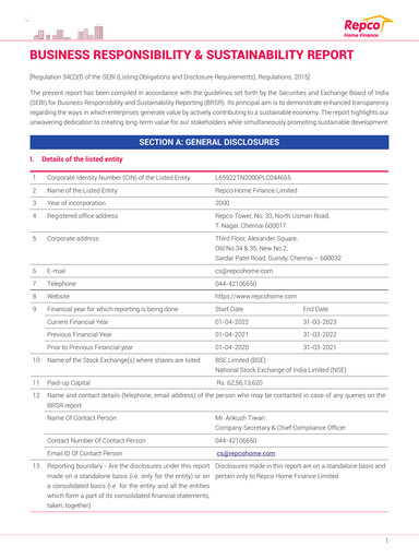 Thumbnail Repco Home Finance ESG Report 2022-2023
