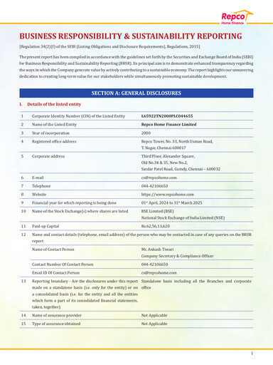 Thumbnail Repco Home Finance ESG Report 2024-2025