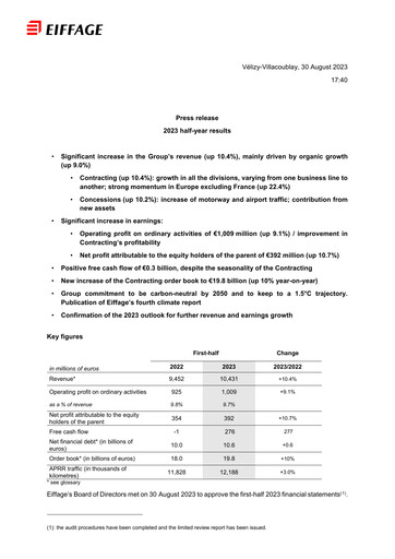 Miniature Eiffage Rapport semestriel 2023