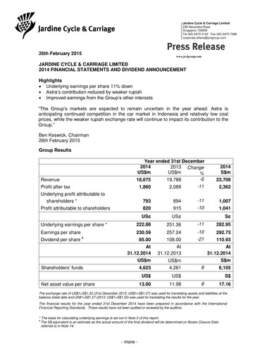 Thumbnail Jardine Cycle & Carriage Financial Statement 2014