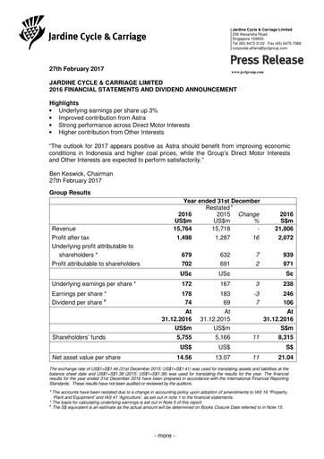 Thumbnail Jardine Cycle & Carriage Financial Statement 2016