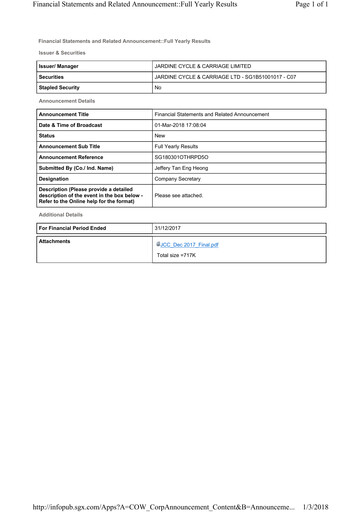 Thumbnail Jardine Cycle & Carriage Financial Statement 2017