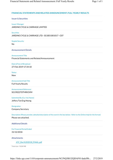 Thumbnail Jardine Cycle & Carriage Financial Statement 2018