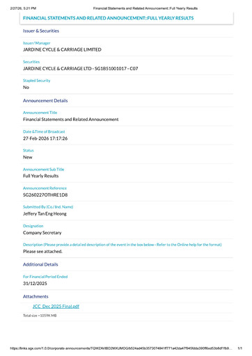 Thumbnail Jardine Cycle & Carriage Financial Statement 2025