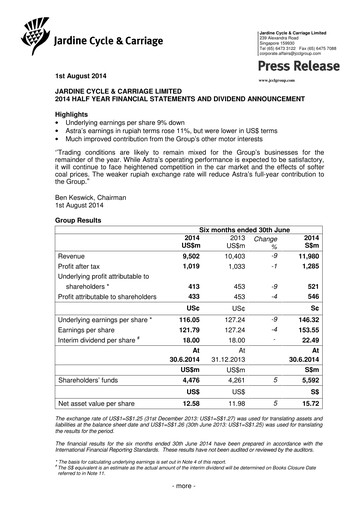 Thumbnail Jardine Cycle & Carriage Half-year Report 2014-h1