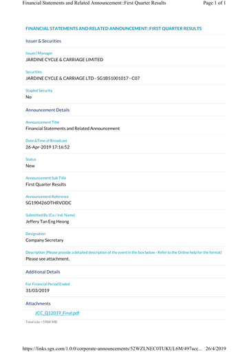 Thumbnail Jardine Cycle & Carriage Quarterly Report 2019-q1