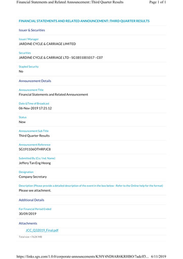 Thumbnail Jardine Cycle & Carriage Quarterly Report 2019-q3