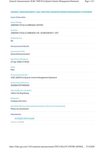 Thumbnail Jardine Cycle & Carriage Quarterly Report 2020-q1