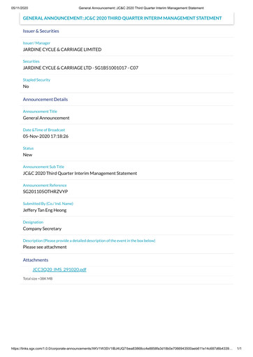 Thumbnail Jardine Cycle & Carriage Quarterly Report 2020-q3