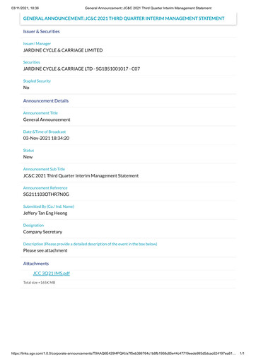 Thumbnail Jardine Cycle & Carriage Quarterly Report 2021-q3