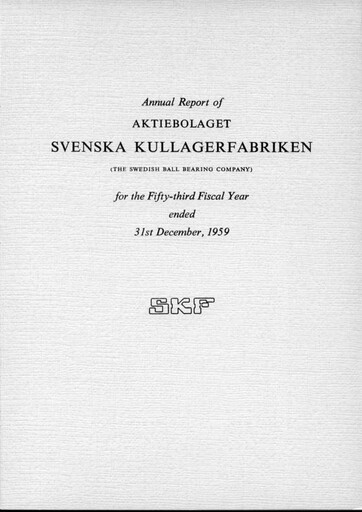 Thumbnail SKF (Svenska Kullagerfabriken) Annual Report 1959