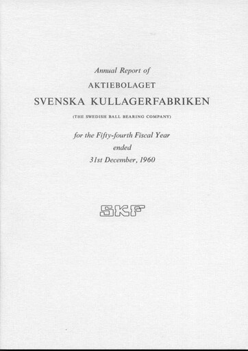 Thumbnail SKF (Svenska Kullagerfabriken) Annual Report 1960