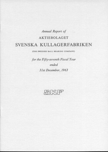 Thumbnail SKF (Svenska Kullagerfabriken) Annual Report 1963