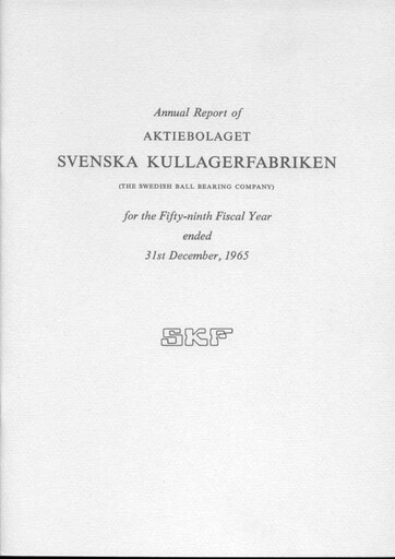 Thumbnail SKF (Svenska Kullagerfabriken) Annual Report 1965